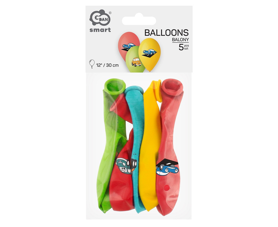 Cartoon Car balloons, 12", 5 pcs